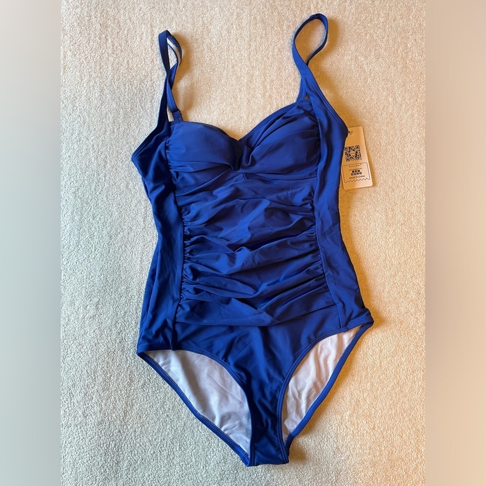Ekouaer One Piece Bathing Suit, NWT. Periwinkle Blue. Womens Small